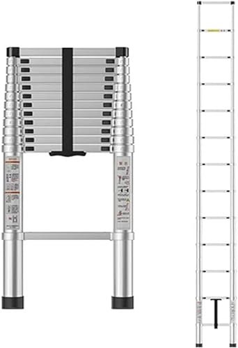 MKAK Telescoping Ladder, Roof Outdoor Activities Ladder with Safety Lock Aluminum Ladder Multi-Purpose Extendable Ladder Stepladder(5.7m)