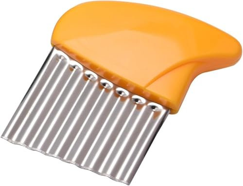 Vegetable Crinkle Wavy Chopper Cutter,New 2024 Crinkle Cutter Stainless Steel Potato Carrot Chip,French Fry Slicer Kitchen Gadget For Home Kitchen Camping,Mandolines and Slicers (Orange)