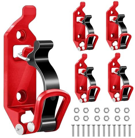 4 Stück Schaufelhalterung für Dachträger, Dachträger Zubehör, Wandmontagehalterungen Klemmmontagesatz,für Offroad Dachträger, Spatenhalter Axthalter, Besenhalterung Wand, Gartengerätehalter(Rot)