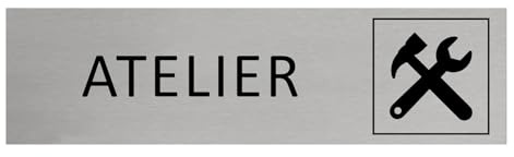 Türschild CombiCraft Atelier Aluminium 165x45 mit Klebeband