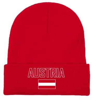 GONMFKM Beanie-Mütze für Herren Wintermütze Aus Österreich Strickmütze Warm Weich Strickmütze für Erwachsene Manschettenmütze Slouch-Mütze für Männer Frauen Rot