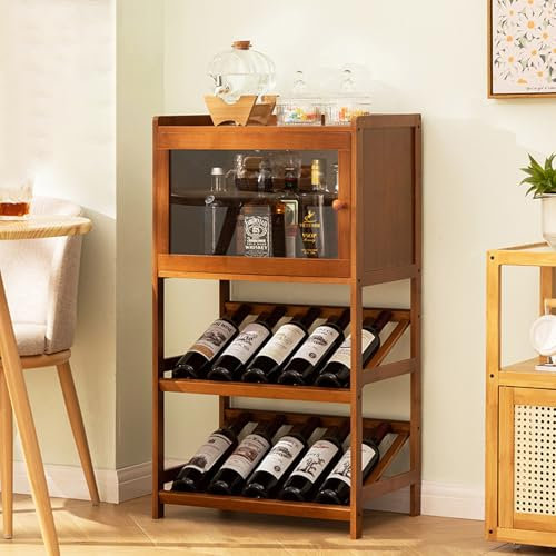 MDDKOP Botellero de bar independiente, Estantes de exhibición para vinos de niveles, 3/4 capa mueble vinoteca Estable y duradero Fácil de montar Ideal para Cocina, Bar, Salón, Comedor, Bodegay Sótano(