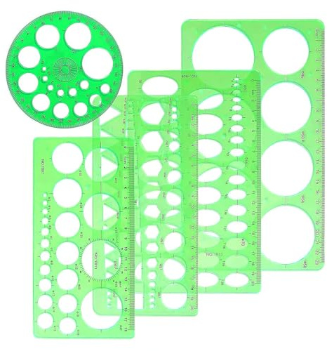 Kreisschablone, 5-teilig, Kunststoff-Messschablonen für Kreise und Ovale, Kreisführungsschablone, Geometrie-Lineale, Vorlagen für geometrische Zeichnungen für Büro,Schulgebäude