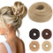 Benehair Haarteil Mit Gummiband Dutt Haarteil Haargummi Mit Haaren Synthetisch Haarverlängerung Haardutt Messy Bun für Damen Mädchen(Aschblond, 55g)