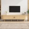 Jaxenor 175cm TV Schrank mit Stauraum, Runder Tischplatte TV Board für 70 Zoll Fernseher, Fernsehschrank für Schlaf- und Wohnzimmerschrank, Lowboard Wohnzimmer mit 2 Schubladen, Helles Walnussholz