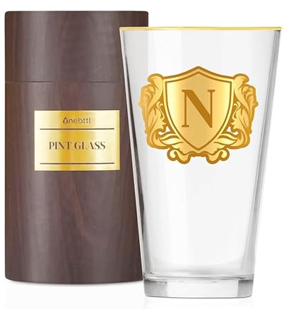 Onebttl Personalised Beer Glass for Men, Custom Alcohol Gifts for Beer Lovers, Unique Birthday, Christmas Gifts for Him, Dad, Husband, Boyfriend, N