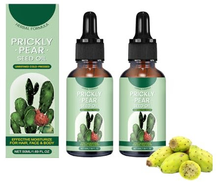 Huile de cactus bio fraîche, nourrissante et hydratante, anti-âge et réparation, raffermissement et hydratation, convient pour le corps et les cheveux (2 pièces, 50 ml)