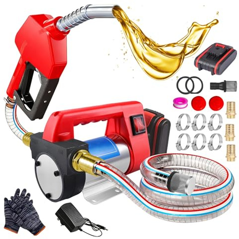 YUZINO 24V 260W Cordless Fuel Transfer Pump, Fuel Diesel Pump with 4000 Mah Battery, Portable Electric Fuel Transfer Pumps 45-50L, 4200rpm, for Diesel, Kerosene