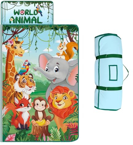 Schlafsack Kinder mit Kissen Abnehmbar Faltbare Kinderschlafsack 150×60cm