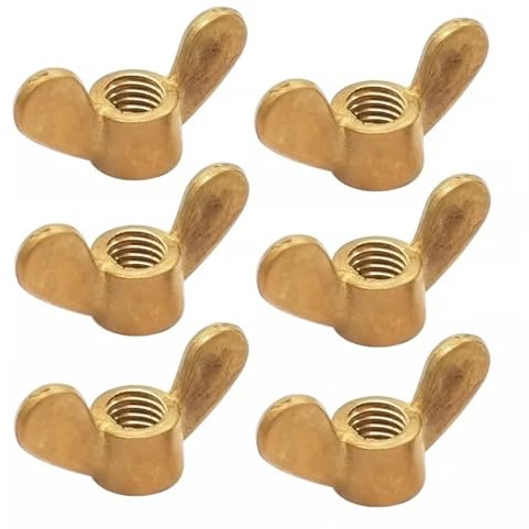 Rummyluck M6 Écrou Papillon en Laiton Écrous à Oreilles pour Vis Boulons (6 pcs)