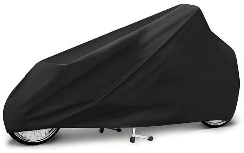 Lastenrad Abdeckung Fahrradhülle Lastenrad 420D Oxford-Stoff Fahrradabdeckung Wasserdicht Outdoor Fahrradgarage Wetterfest Lastenfahrrad Abdeckplane Abdeckung (Schwarz)
