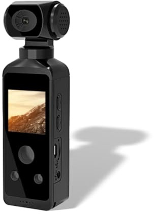 VBESTLIFE Telecamera Corpo 4K con Microfono Esterno, Mini Videocamera Video e Audio con Obiettivo con Rotazione di 270° e Guscio Impermeabile per Sport All'aria Aperta