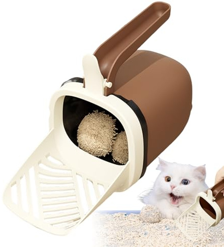 Pelle à litière pour chat avec support – Pelle à déjections portables de 23 x 19 x 15 cm, distributeur de sacs poubelles, poubelle compacte pour animaux domestiques, pour chien, chat, hamster |