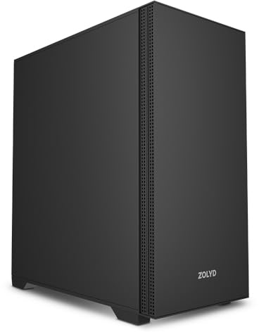 Zolyd Noct Caja PC ATX Silenciosa, Diseño Minimalista con Aislamiento Acústico, Compatible ATX/Micro-ATX/Mini-ITX, 3 Ventiladores Incluidos, Soporte Refrigeración Líquida 360 mm, USB-C, Negro