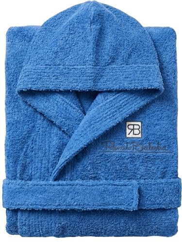 o-day Renato Balestra Accappatoio Uomo Spugna con Cappuccio Tasche e Cintura Morbido Accappatoio Donna Spugna in Cotone M-XXL (IT, Testo, XL, Regular, Regular, Royal Blue)