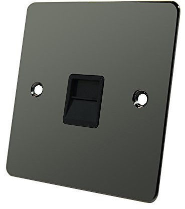 Flat Plate Black Nickel Telephone Slave Socket - BT Phone Extension Secondary Socket