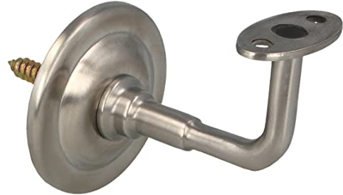 Amig - Soporte para Barandilla de Escaleras - Acero - Resistente al Óxido y a la Corrosión - Para Interiores y Exteriores -Color: Plateado - Dimensiones: Ø 70 x 75 x 45 mm