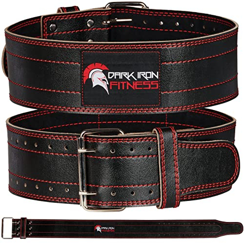 Dark Iron Fitness Medium 120 cm Genuine Leather Pro Weight Lifting Belt for Men and Women | Durable Comfortable & Adjustable with Buckle | Stabilizing Lower Back Support for Weightlifting (Medium)