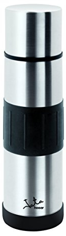 Jata Hogar 836 - Termo de acero inoxidable, 500 ml, color plateado y negro, 7.50 x 7.50 x 26 cm