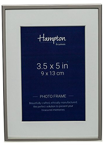 Hampton Frames | MAYFAIR Silver Plate Photo Picture Frame 3.5x5 (9x13cm) | Bevel Cut Mount, Glass Aperture, Velvet Back | Freestanding or Wall Mounted Display