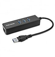 Hub USB 3.0 a 3 porte con porta RJ45 Gigabit Ethernet. Velocità 5 Gbps, compatto e leggero. Compatibile con Mac, PC Windows, Linux, ultrabook e dispositivi USB 3.0.