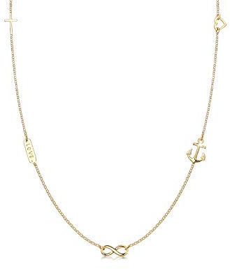 Elli Halskette Silber 925 Vergoldet 24K Kreuz Herz Infinity Anker Anhänger Kette Damen Schmuck Geschenke für Frauen Mädchen Mama Freundin, Silberkette Länge 40 cm