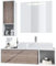 Vladon Badmöbel Komplettset La Costa, Made in Germany, Korpus in Weiß matt/Fronten in Eiche Nordic, mit Aufsatzwaschbecken, Armatur und LED Spiegel