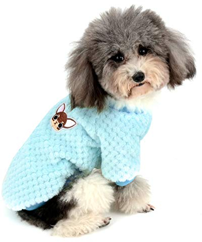 Zunea Hundepullover für kleine Hunde Fleece Warm Weich Welpen Sweater Wintermäntel Winterjacken Hunde Bekleidung Haustier Chihuahua Katzen Kleidung Blau S