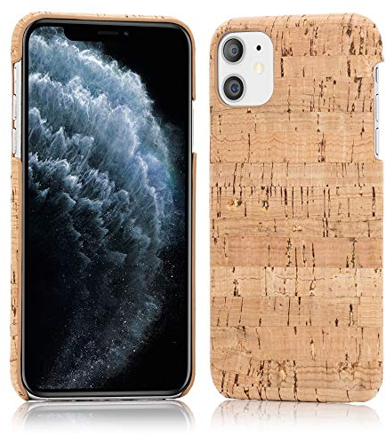 NALIA Kork Hülle kompatibel mit iPhone 11, Natur-Holz Hardcase Design Cover Muster Schutzhülle Dünn, Holzhülle Handy-Tasche Cork Phone Case Backcover Handyhülle Bumper, Motiv:Light Cork