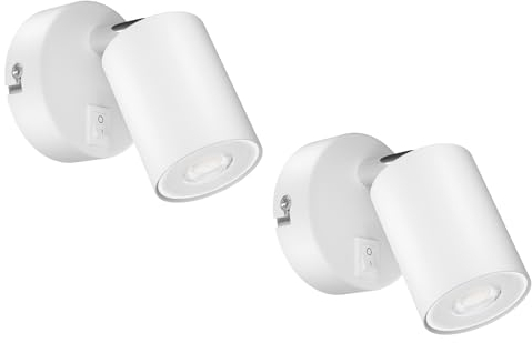 ledscom.de 2 Stück Wandspot WAIKA, einflammig, mit Schalter, GU10, weiß matt, inkl. 468lm LED GU10 Lampe, warm-weiß