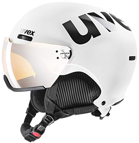 uvex hlmt 500 Visor - robuster Skihelm für Damen und Herren - individuelle Größenanpassung - mit Visier - White-Black matt - 52-55 cm