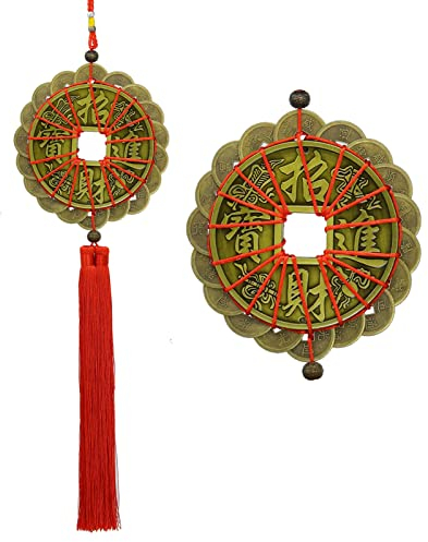 Yebon Chinesische Feng Shui-Münzen, Glücksbringer, alte Ching-Münzen, 66 cm, Größe XL, für Reichtum und Erfolg