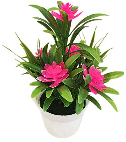 Geminimall Artificial Lotus Flower Indoor Plants Potted Lotus Plant Pot House Plant Decorative Artificial Flowers Fake Green Pot Plants Ornaments Home Decor Pink