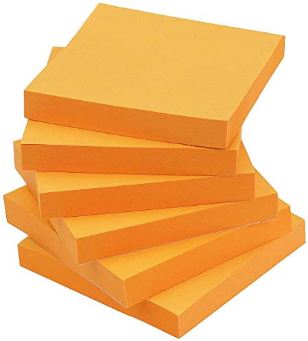 Early Buy 3x3 Sticky Notes Color Self-Stick Notes 6 Pads/Pack (Orange)