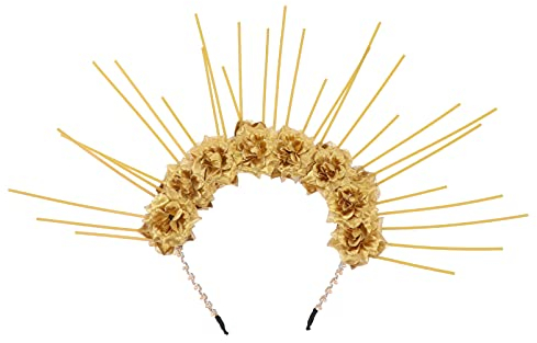 Beaupretty Göttin Halo Crown Versetzt Zip Krawatte Halo Crown Halloween Kostüm Kopfstück Kopfschmuck für Cosplay Partei (Gold)