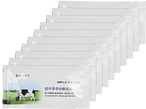 Papel de prueba de embarazo de vaca de 10 piezas, Hoja de prueba de embarazo para ganado Herramienta de prueba de detección precoz de embarazos Se pueden medir 12 días para vacas y cerdas