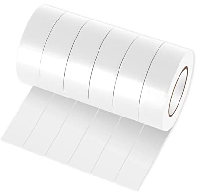 Xrkuu 6 Rollen Isolierband Weiß, 18 mm x 10 m, PVC-Isolierband, wasserdicht, stark klebend, für Draht-Projekte, Isolieren und Reparieren von gebrochenen Drähten