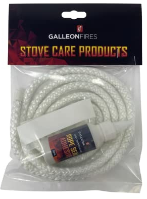 9mm Stove Rope for Stove Door,Woodburning Replacement Rope Kit, White Rope Seal Pack (with Large 50ml Super Seal Glue) 9mm x 2M