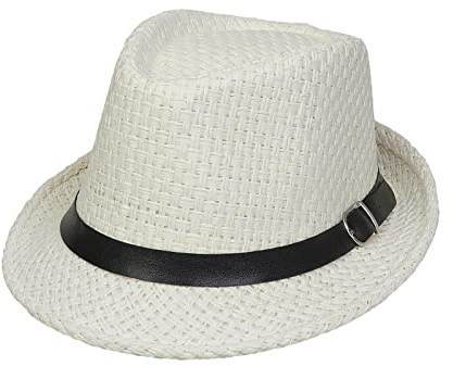 Xiang Ru Trendige Panama Fedora Hüte für Männer und Frauen, Unisex Manhattan Braid Stroh Kurze Krempe Jazz Cap Trilby Strand Sonnenhut, D: weiß, Einheitsgröße