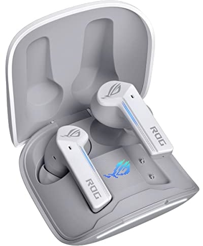 ASUS ROG Cetra True Wireless Gaming Headphones (Low-Latency Bluetooth Earbuds, Active Noise Cancelation, 27-Hour Battery Life, IPX4 Water Resistance, Wireless Charging) - Moonlight White