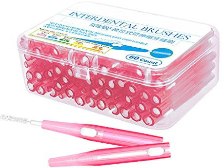Laimoere - 60 cepillos interdentales de 0,6 mm a 1,5 mm, dientes suaves para pinchar y tirar de hilo dental para limpiar dientes
