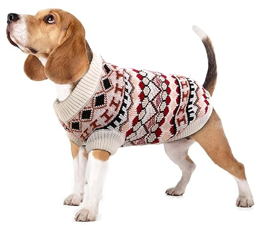 Hjumarayan Hundepullover - Boho Hundepullover Kleine Hunde Weihnachtspullover, Schöne Hunde Pullover mit Geschirr Öffnung, Dicken Hundepulli Chihuahua Yorkshire Jack Russell Pullis (Rot S)