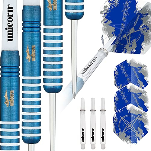 Unicorn Steel Tip Darts Silver Star Gary Anderson Dartpfeile mit Stahlspitze, blau, 23 g