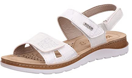 Rohde Damen Sandale Metallic Schimmer Strass Muster Druck Baviera 1306, Größe:40 EU, Farbe:Weiß
