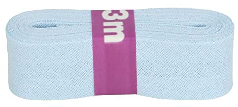 Schrägband 3m x 20mm Baumwolle gefalzt 60 Farben Einfassband Saumband, Farbe:259 hellblau