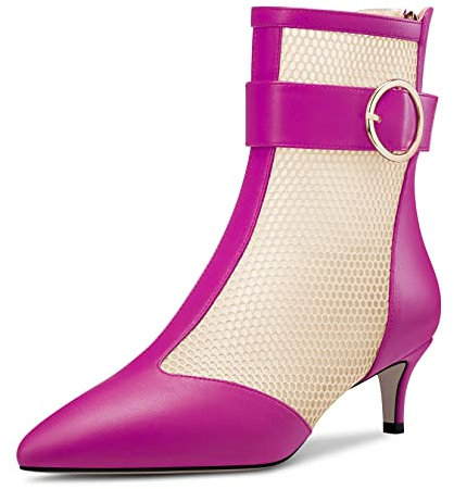 Castamere Mujer Medio Heel Puntiaguada Punta Botines Cremallera Baile Dress 5 CM Heels Fucsia 41 EU