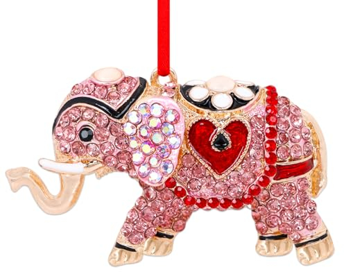D24TIME Elefanten-Weihnachtsschmuck – Metall, roter Elefant, Weihnachtsbaum, dekorative hängende Ornamente für Heimdekoration, Andenken, Geschenke für Frauen, Schwestern, Mutter, Kinder, Mädchen