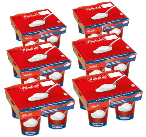 Pascual - Yogur Original Sabor Natural azucarado. Caja de 6 Pack de 4 x 120g. Total 24 uds. - No necesitan Refrigeración