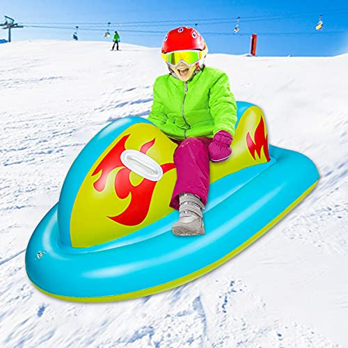 Snow sled for kids, snow sled for kids, Kid snow toys, Inflatable ski snow tube Sled for Kids and adults, Giant Snow toys for winter sport fun with rope buckle (Ski boat 126 x 76 x55 cm)