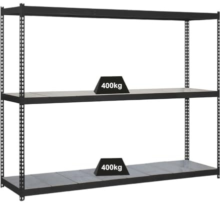 PROREGAL Schwerlastregal Metal YETI Three | HxBxT 200x180x45cm | Fachlast 400kg | Anthrazit | Regal Standregal Werkstattregal Lagerregal Kellerregal